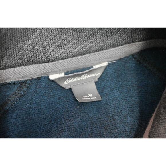 Eddie Bauer Camp Sweater 1/4 Zip Fleece Pullover Marled Blue Mens Size Medium - Picture 8 of 10